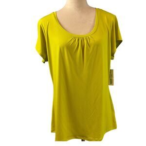 NWT Worthington Citronelle Chartreuse Scoopneck No Wrinkle Blouse X- Large New